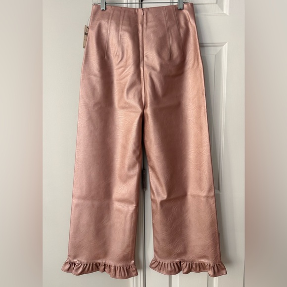 Anthropologie Maeve The Colette Metallic Ruffle-Hem Faux Leather Pants - Picture 11 of 15